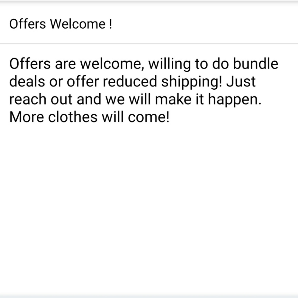 Offers Welcome!